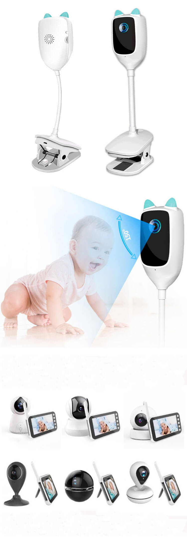 Video Baby Security Camera Monitor Baby Video Monitor Nanny Temperature MonitoringTwo Way Audio